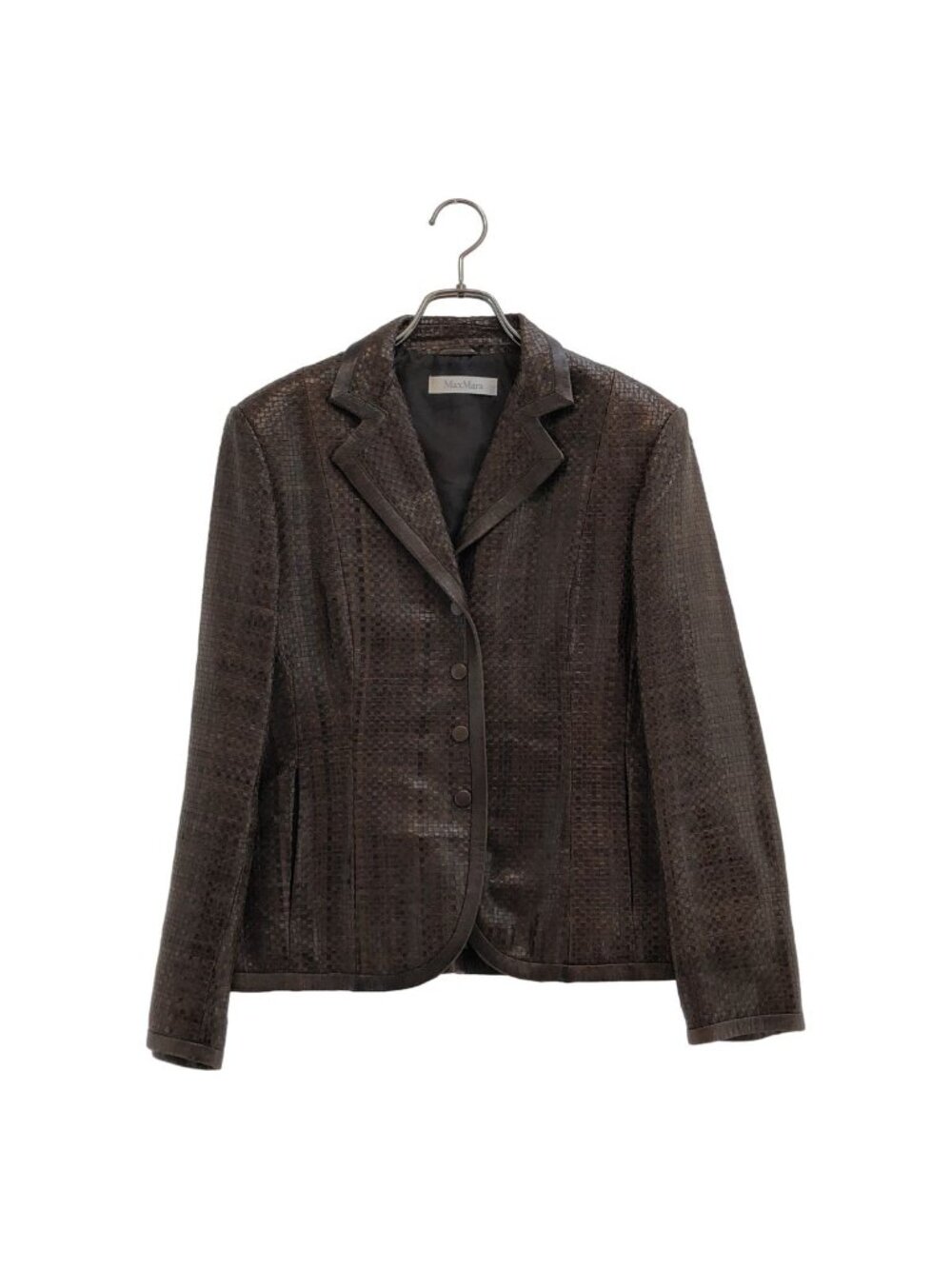 Max Mara Leather Piping Jacket Brown 42
